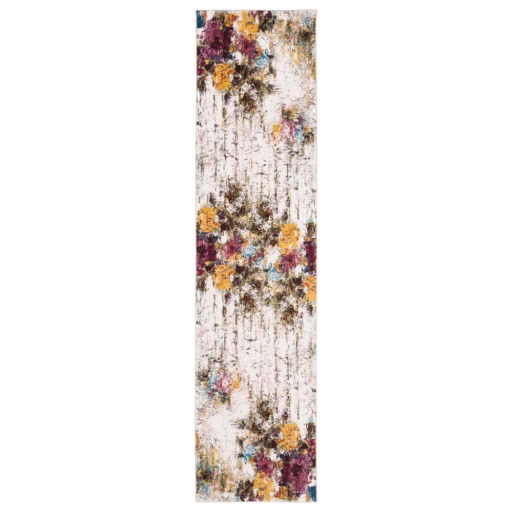 Safavieh Aria 2" x 8" Cream, Olive and Pink Runner, , large