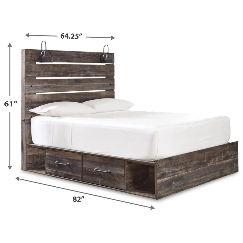 Ashley Drystan Queen Storage Bed with 2 Drawers in Brown Rustic, , large