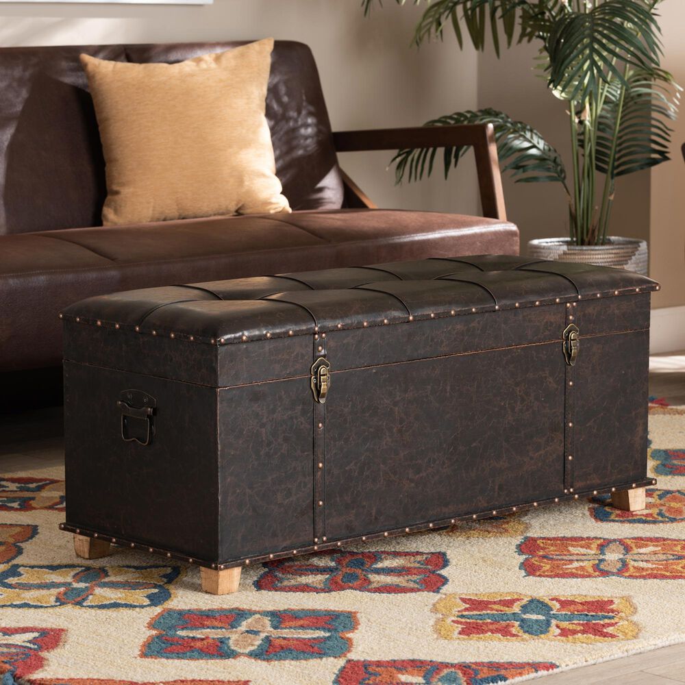 Baxton Studio Janna Storage Ottoman in Dark Brown, , large