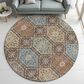 Dalyn Rug Company Silk Road Chocolate, Ivory, Gold, Copper, Gray, Taupe and Blue 8" Round Area Rug, , large