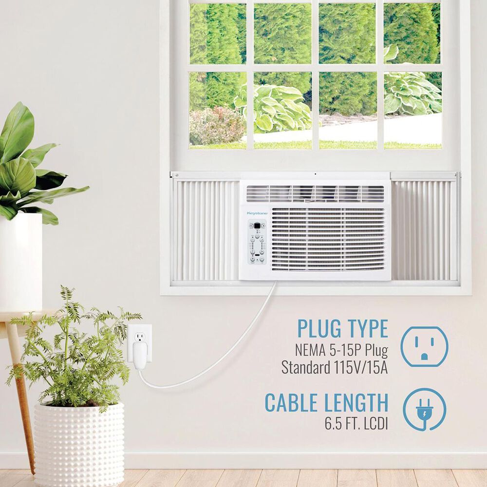 Keystone 6000 BTU Window-Mounted Air Conditioner with Follow Me LCD Remote Control in White, , large