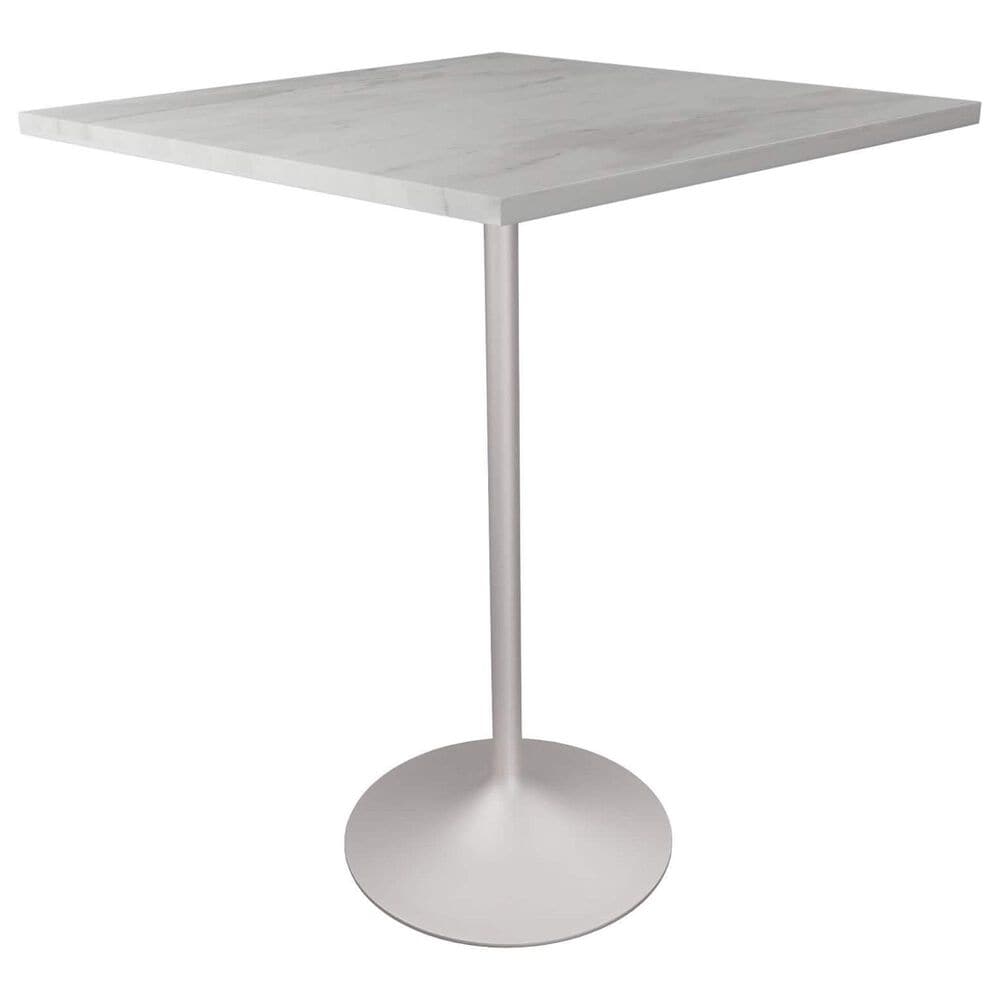 Leisuremod LeisureMod Verve Collection Modern Bar Height Table White Base with 36 Square Marbleized White Laminated  Top, , large
