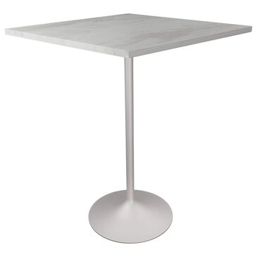 Leisuremod LeisureMod Verve Collection Modern Bar Height Table White Base with 36 Square Marbleized White Laminated  Top, , large