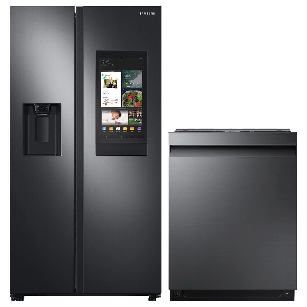 2-Piece Kitchen Package with 26.7 Cu. Ft. Side-By-Side Refrigerator and StormWash 42 dBA in Black Stainless Steel, , large