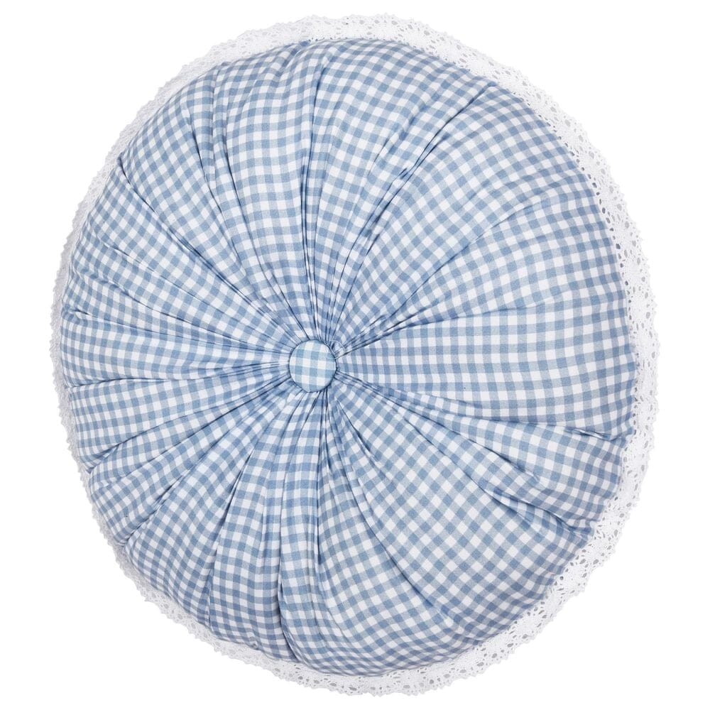 J. Queen New York Kourtney 15" Round Throw Pillow in Blue and White, , large