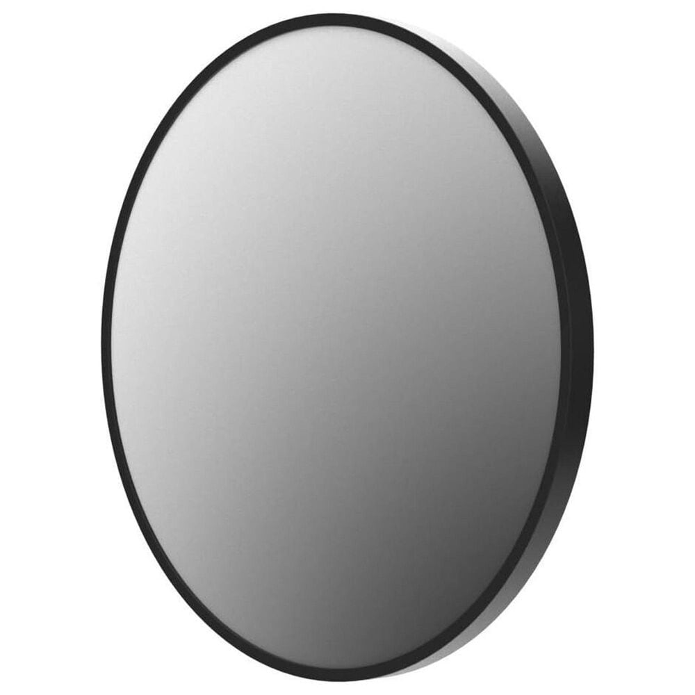 HOMLUX 24" Round Wall Mirror in Black, , large