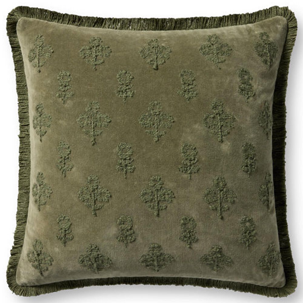 Loloi Darla 18" Square Throw Pillow in Olive, , large