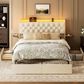 HOMLUX Queen Upholstered Platform Storage Bed in Beige, , large