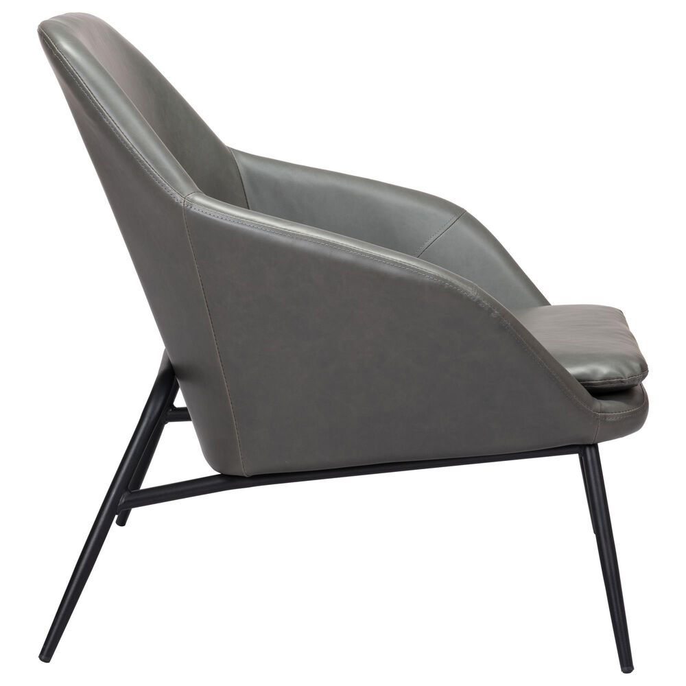 Zuo Modern Manuel Accent Chair in Gray Faux Leather, , large