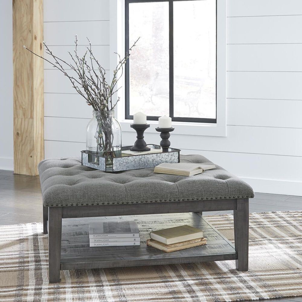 Signature Design by Ashley Borlofield Ottoman Cocktail Table in Dark Grey, , large