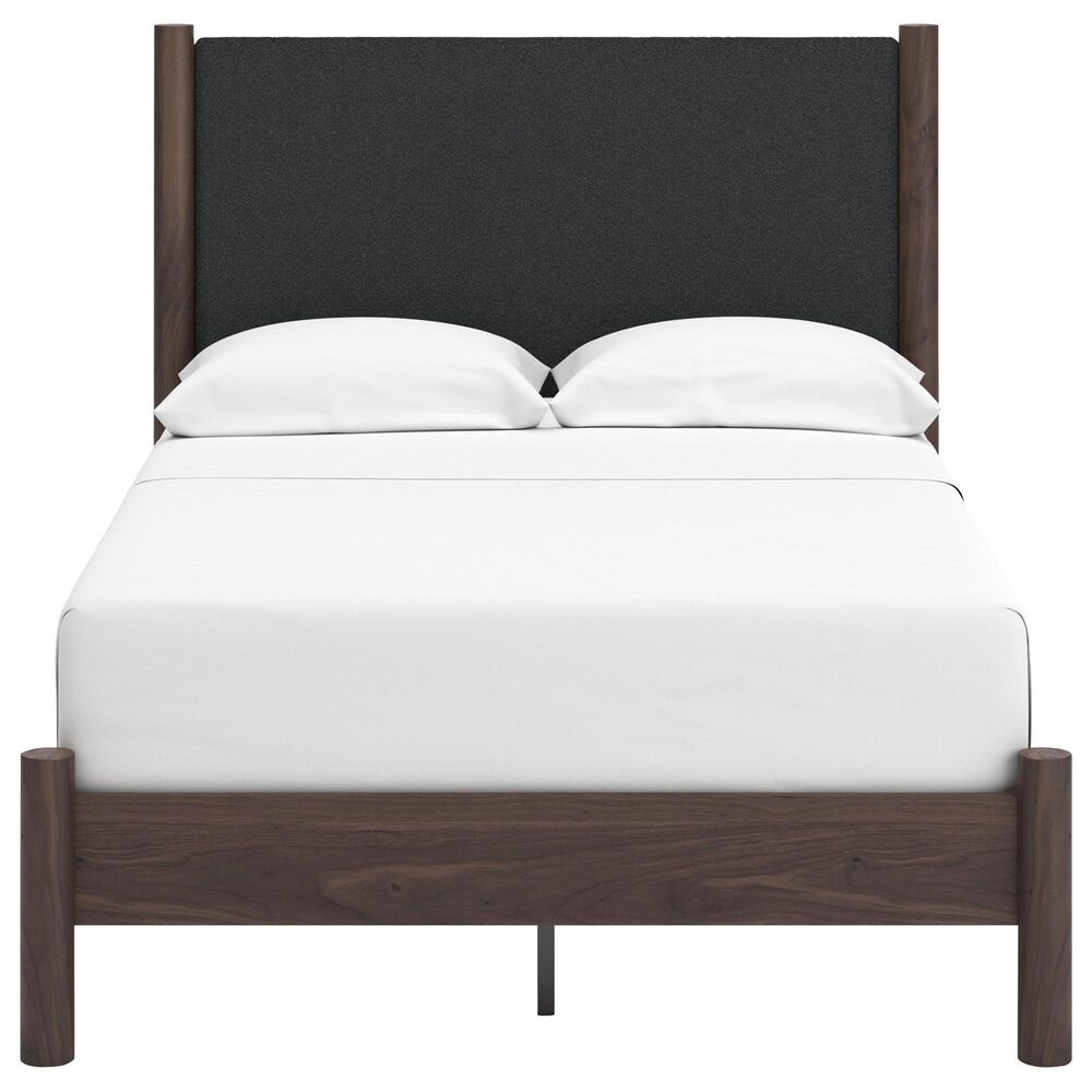 Ashley Pamytta Full Upholstered Panel Platform Bed in Rich Brown, , large