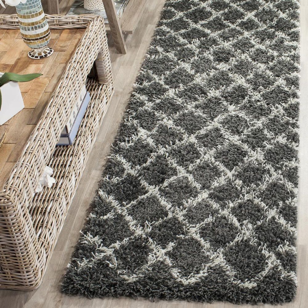 Safavieh Dallas Shag SGD258A-28 2"3" x 8" Dark Grey/Ivory Runner, , large