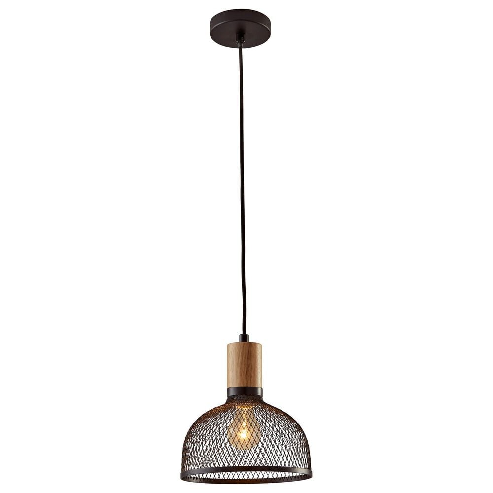 Adesso Dale Small Pendant in Matte Black and Natural, , large
