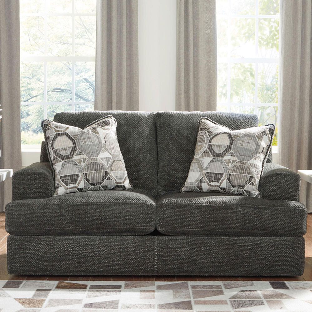 Ashley Karinne Stationary Loveseat in Smoke, , large