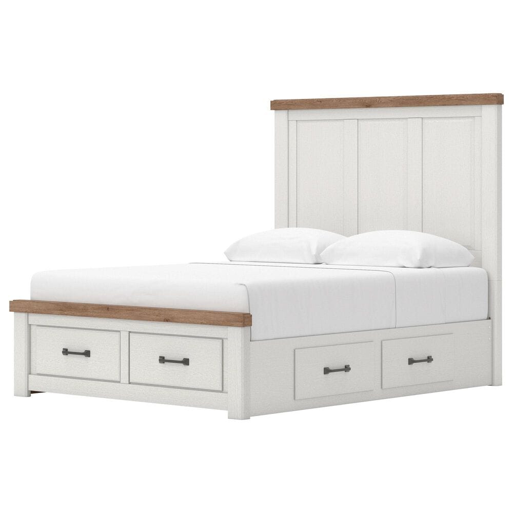 Ashley Savonport Queen Storage Panel Bed in White and Brown, , large