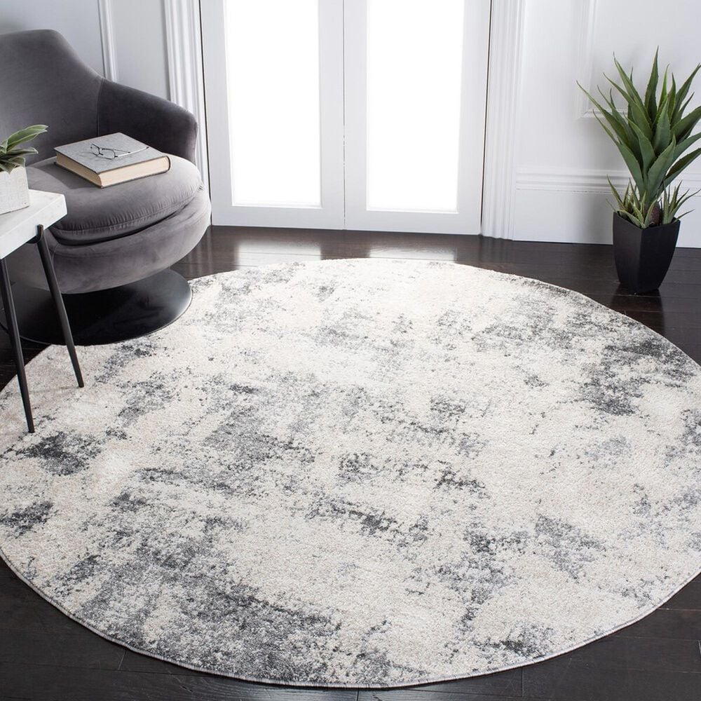 Safavieh Aston ASN704 6&#39;7&quot; Round Ivory and Grey Area Rug, , large