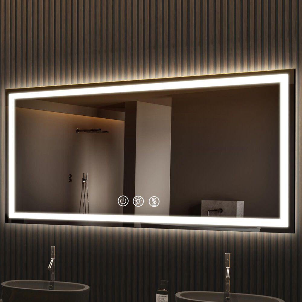 HOMLUX 60" x 36" LED Bathroom Makeup Mirror in Silver, , large