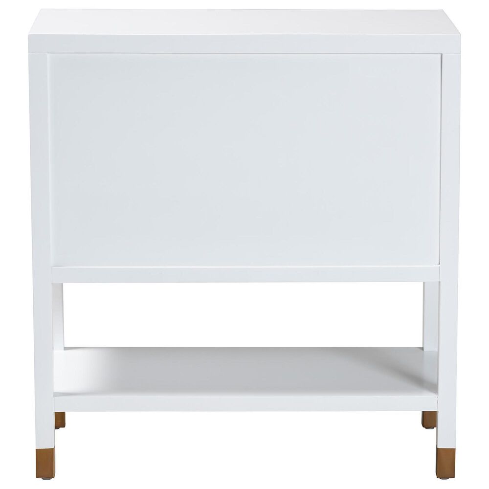 Baxton Studio Aiden 2-Door Accent Storage Cabinet in White and Brass, , large