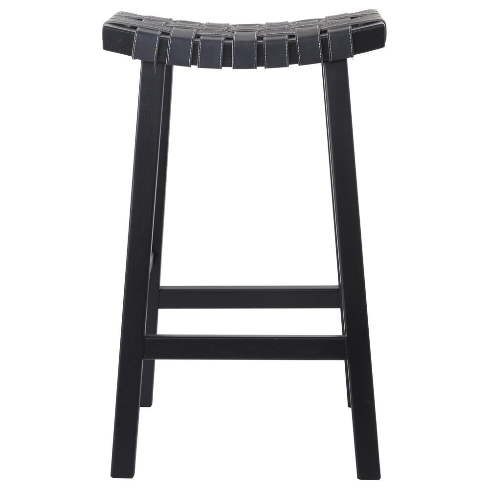 Maple and Jade Handmade Woven Kitchen Bar Stool in Matte Black, , large