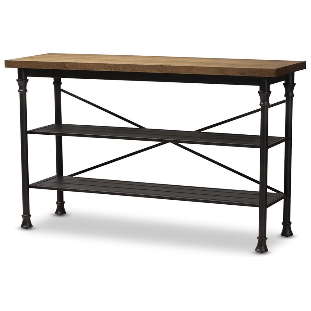 Baxton Studio Velera Kitchen Storage Shelf Unit in Dark Oak Brown and