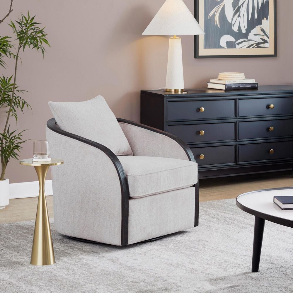 LumiSource Gemma Swivel Accent Chair in Sand, , large