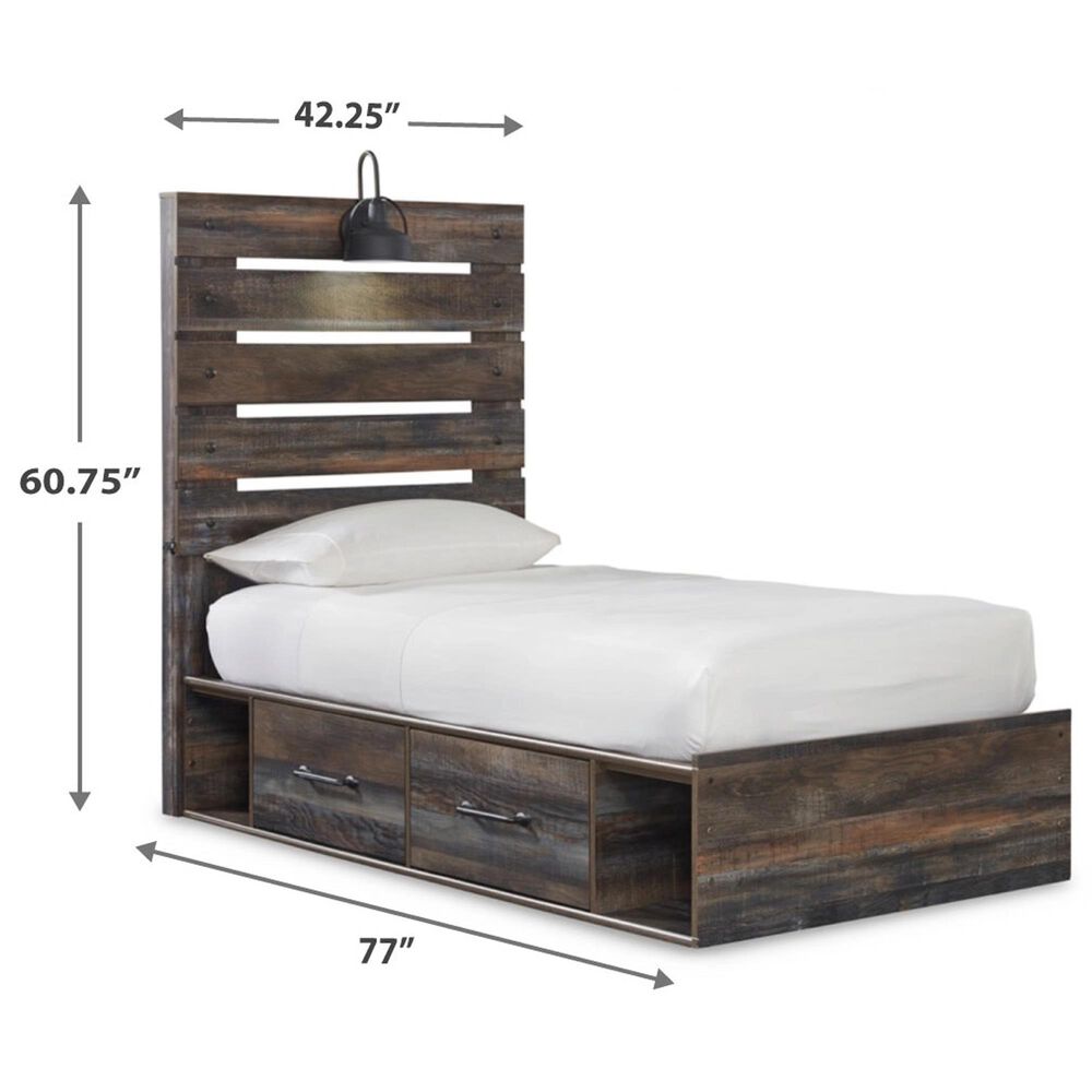 Ashley Drystan Twin Storage Bed in Rustic Brown, , large