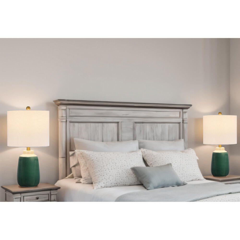Cal Lighting Crotone Ceramic Table Lamp in Dipped Emerald and Antique Brass, , large