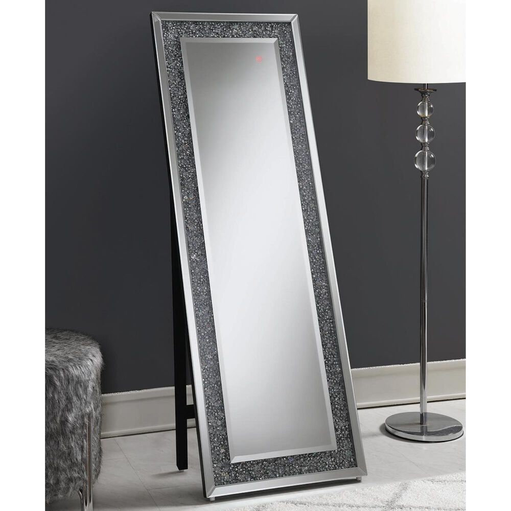 Pacific Landing Rectangular Standing Mirror with LED Lighting in Silver