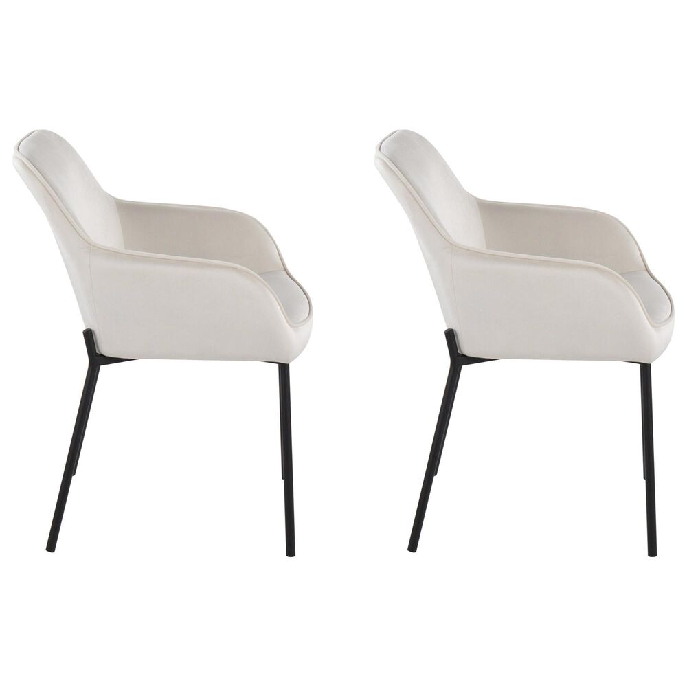 LumiSource Daniella Contemporary Dining Chair in Black Steel and Cream Velvet by LumiSource - Set of 2, , large