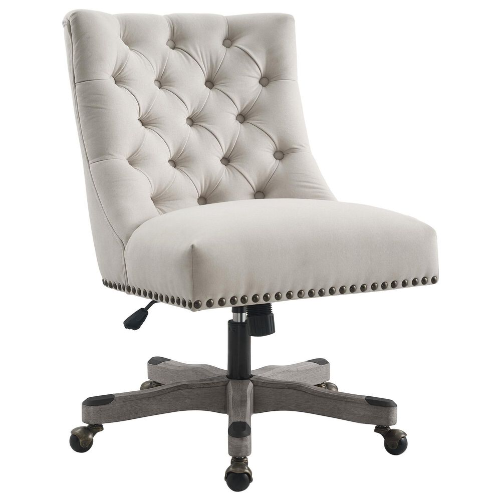 Linon Home Decor Della Office Chair with Natural Cushion in Gray Wash, , large