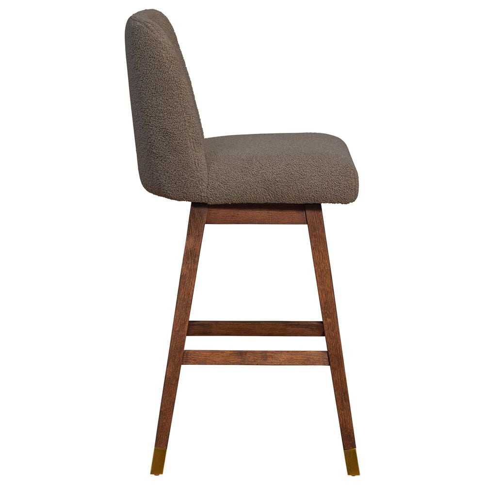 Blue River Amalie Swivel Barstool Stool with Taupe Boucle Cushion in Brown Oak, , large