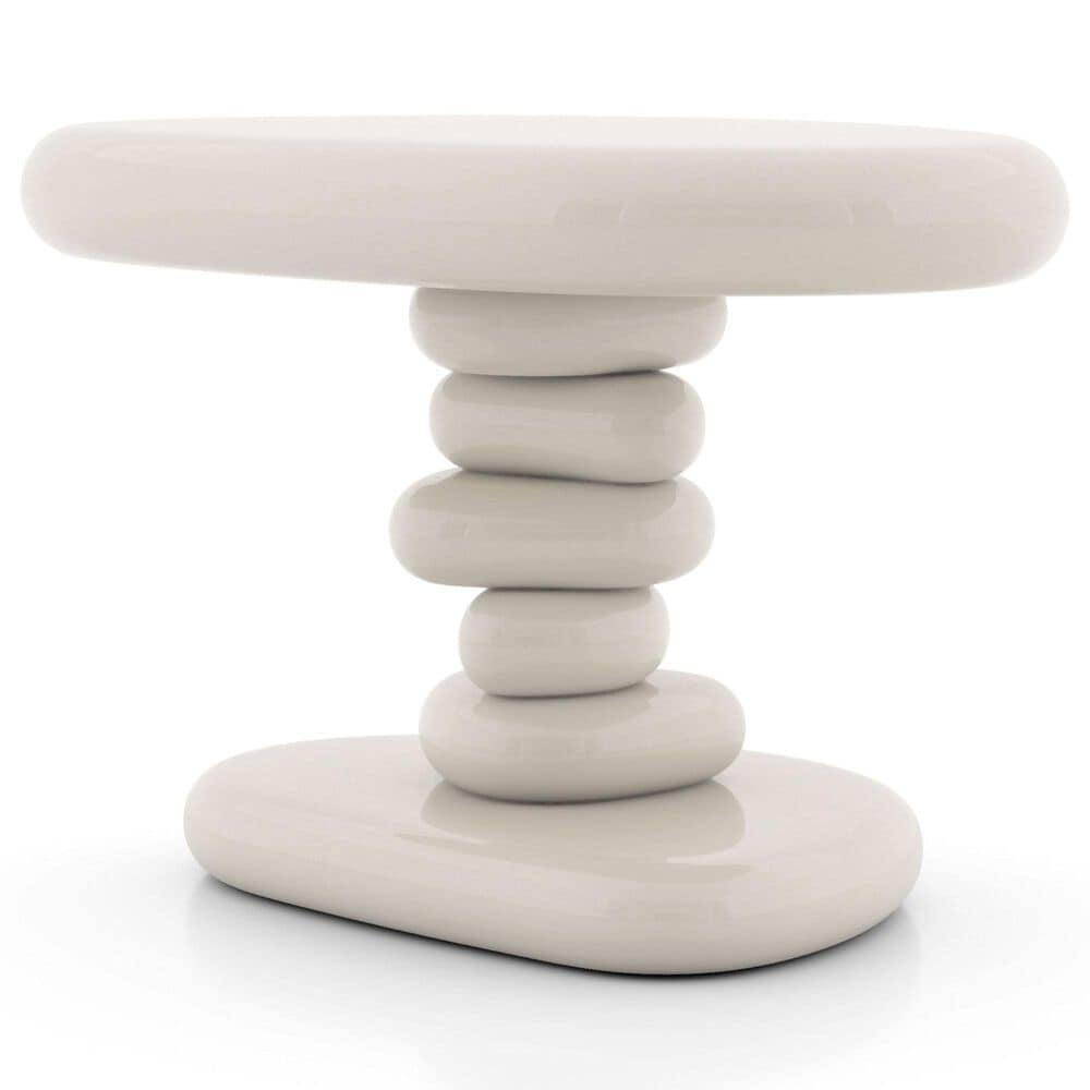 Furniture of America Rene Glossy End Table in Cream, , large