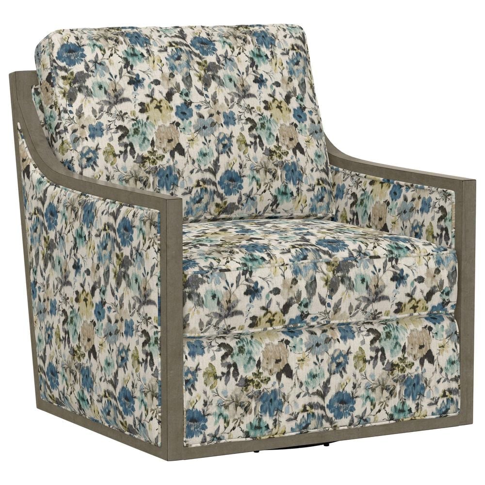 Emerald Home Furnishings Cecily Swivel Accent Chair in Blue Meadow, , large
