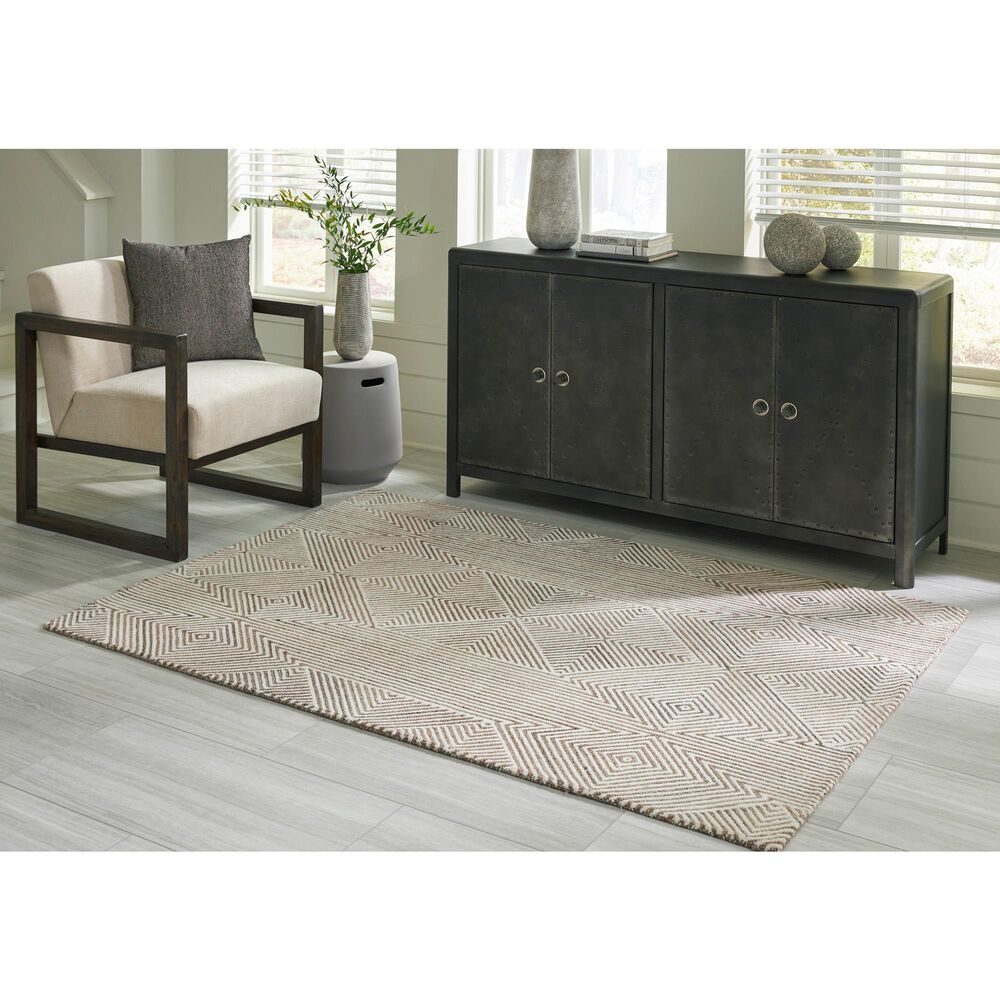 Ashley Jadott 5&#39; x 7&#39; Beige and Brown Area Rug, , large