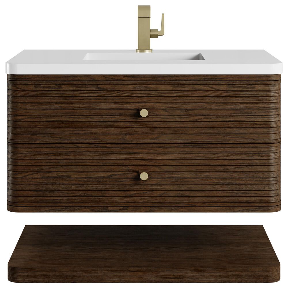 James Martin Allamari 36" Single Bathroom Vanity in Sable with Single Hole 3 cm White Zeus Silestone Top and Rectangular Sink, , large
