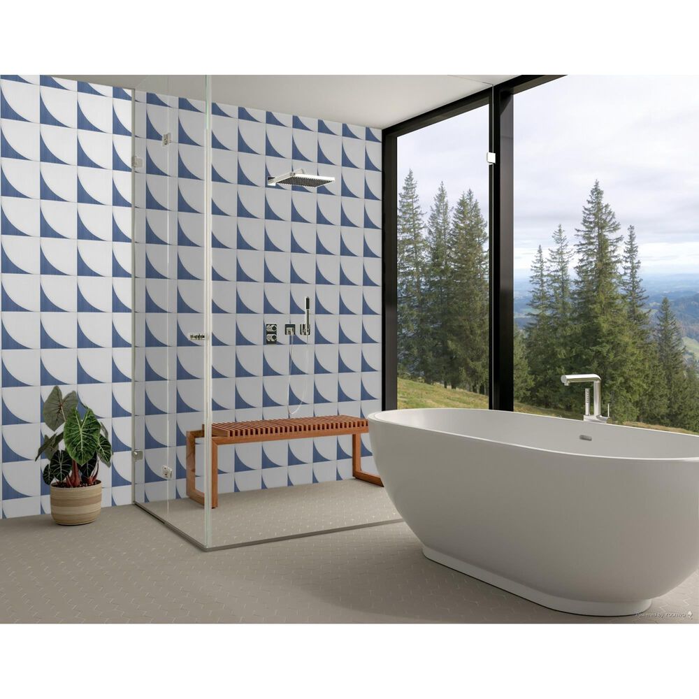 Marazzi Scenario Blue Crescent 8&quot; x 8&quot; Porcelain Tile, , large
