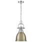 Golden Lighting Duncan 1-Light Small Pendant with Chain and Aged Brass Shade in Chrome, , large