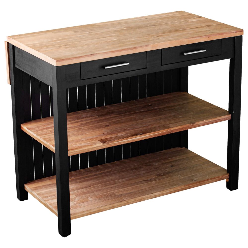 Southern Enterprises Berinsly 3-Piece Expandable Freestanding Kitchen Island Set in Black and Natural, , large