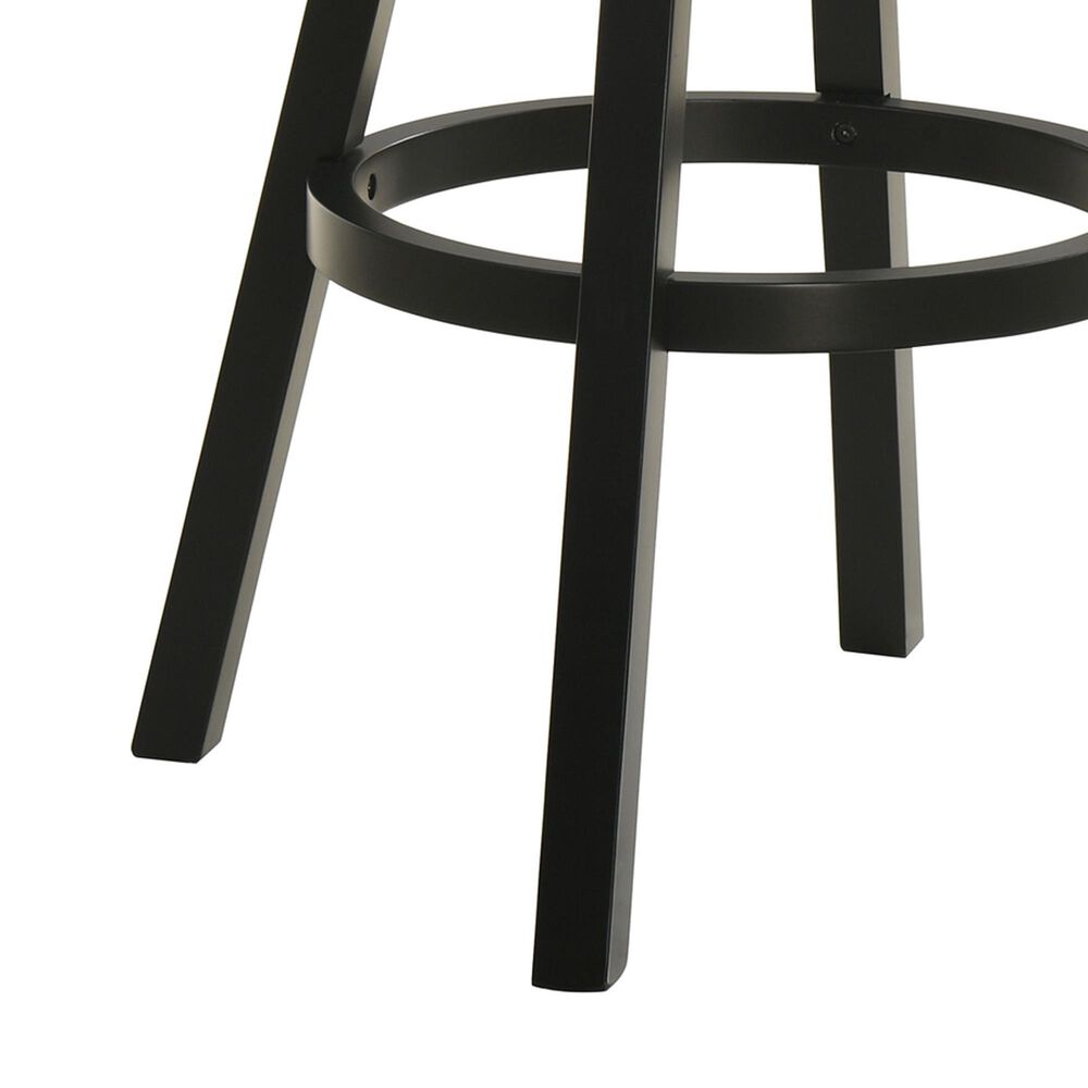 Armen Living Erika Swivel Bar Height Stool with Cream Upholstery in Black, , large