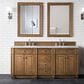 James Martin Vanities Bristol 72" Double Bathroom Vanity in Saddle Brown with 3 cm Carrara White Marble Top and Rectangular Sinks, , large