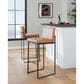 Lumisource Fuji High Back Barstool with Camel Faux Leather in Black (Set of 2), , large