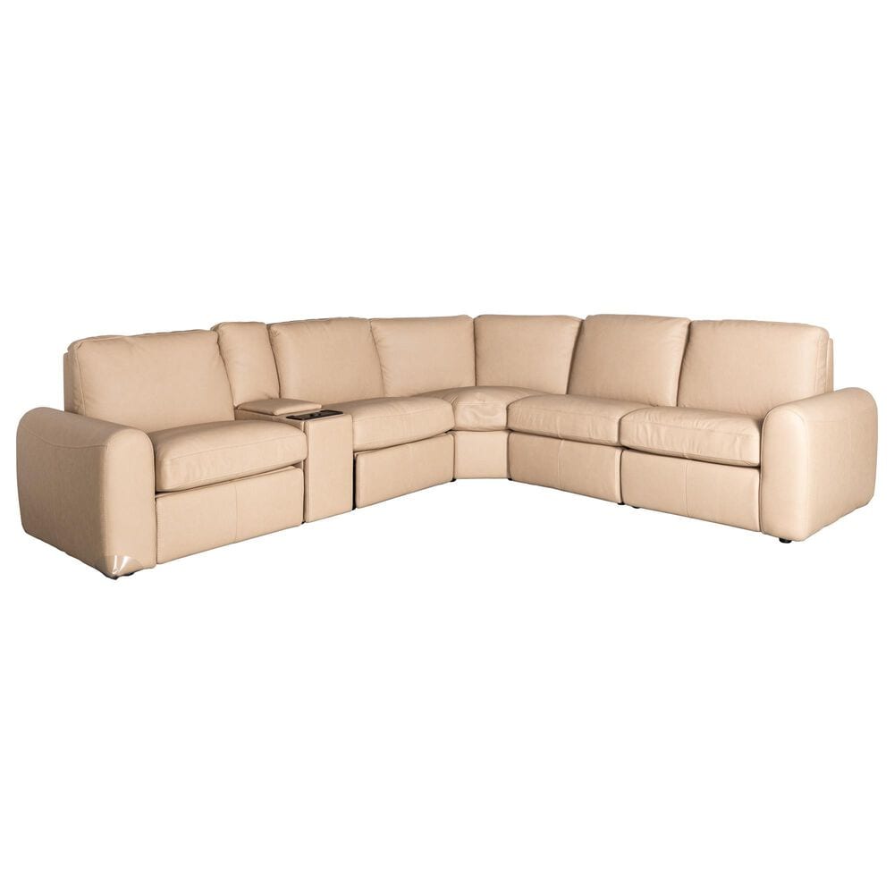 Bassett 6-Piece Leather Power Reclining Sectional with Power Headrests, , large