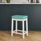 Linon Home Decor Claridge Counter Stool with Teal Cushion in White, , large