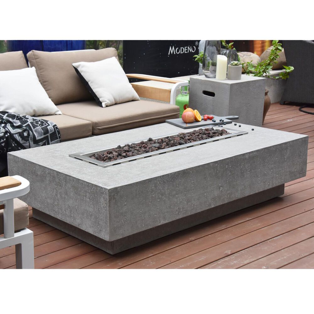 Elementi Fire Hampton Rectangle Natural Gas Fire Table in Gray, , large