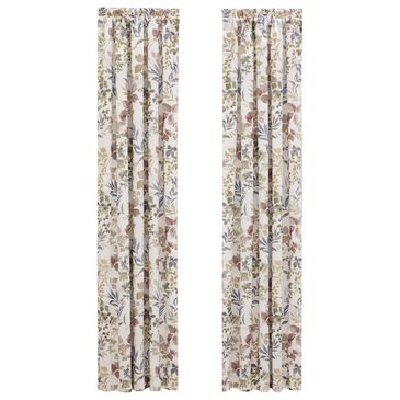 Royal Court Rosewood 84" x 41" Square Window Panel Pair in Blush, Green and Gold, , large