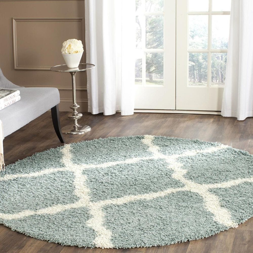 Safavieh Dallas Shag SGD257C-6R 6&#39; x 6&#39;  Seafoam/Ivory Round Rug, , large