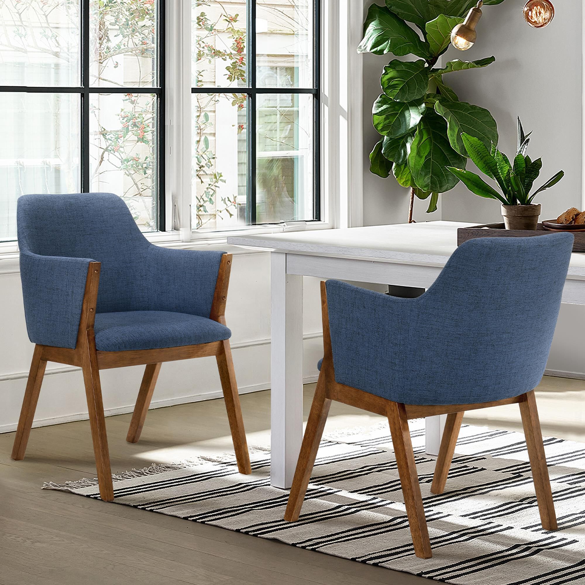 Blue River Renzo Dining Chair in Blue and Walnut (Set of 2)