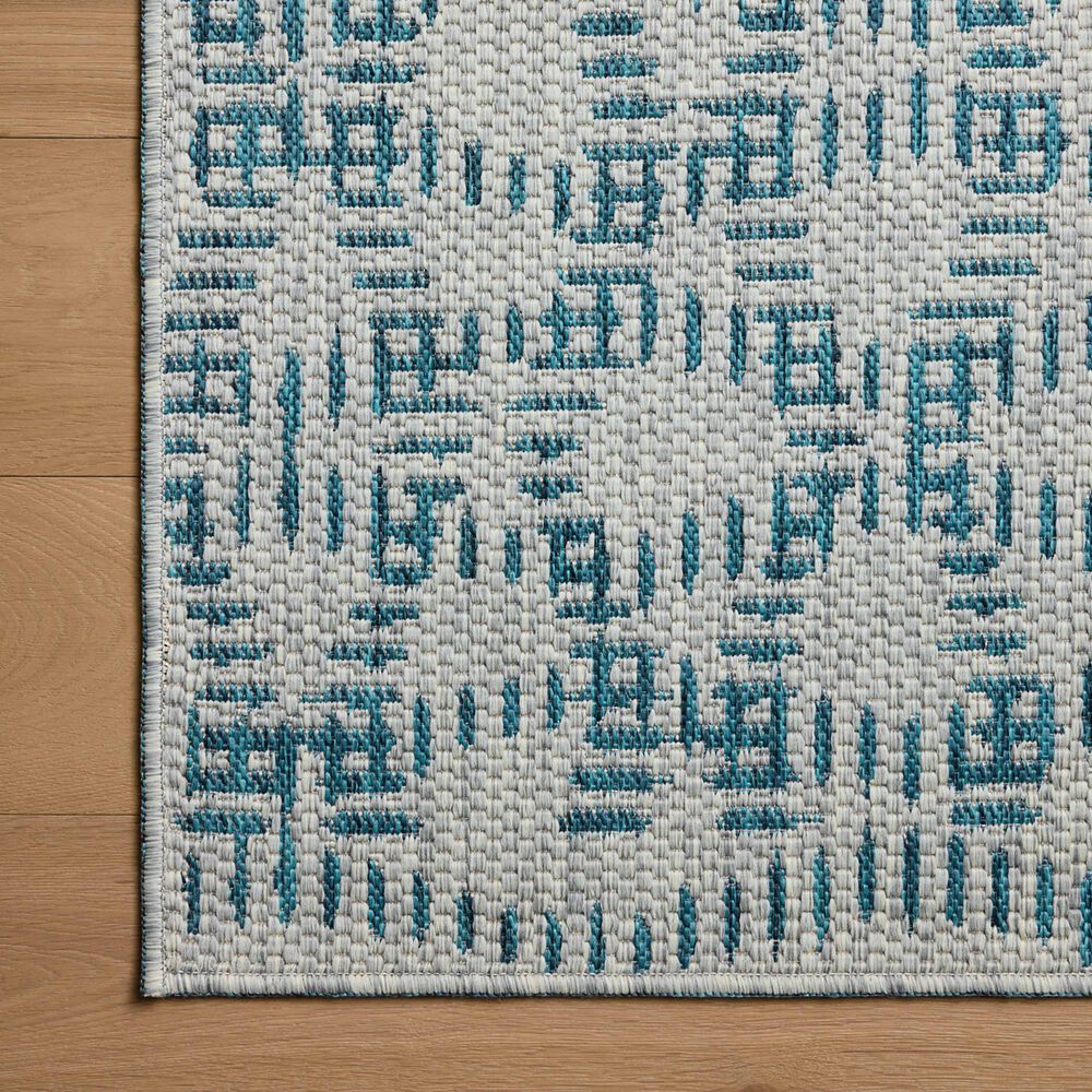 Loloi Easton Fog and Teal 4&#39; x 6&#39; Indoor/Outdoor Area Rug, , large