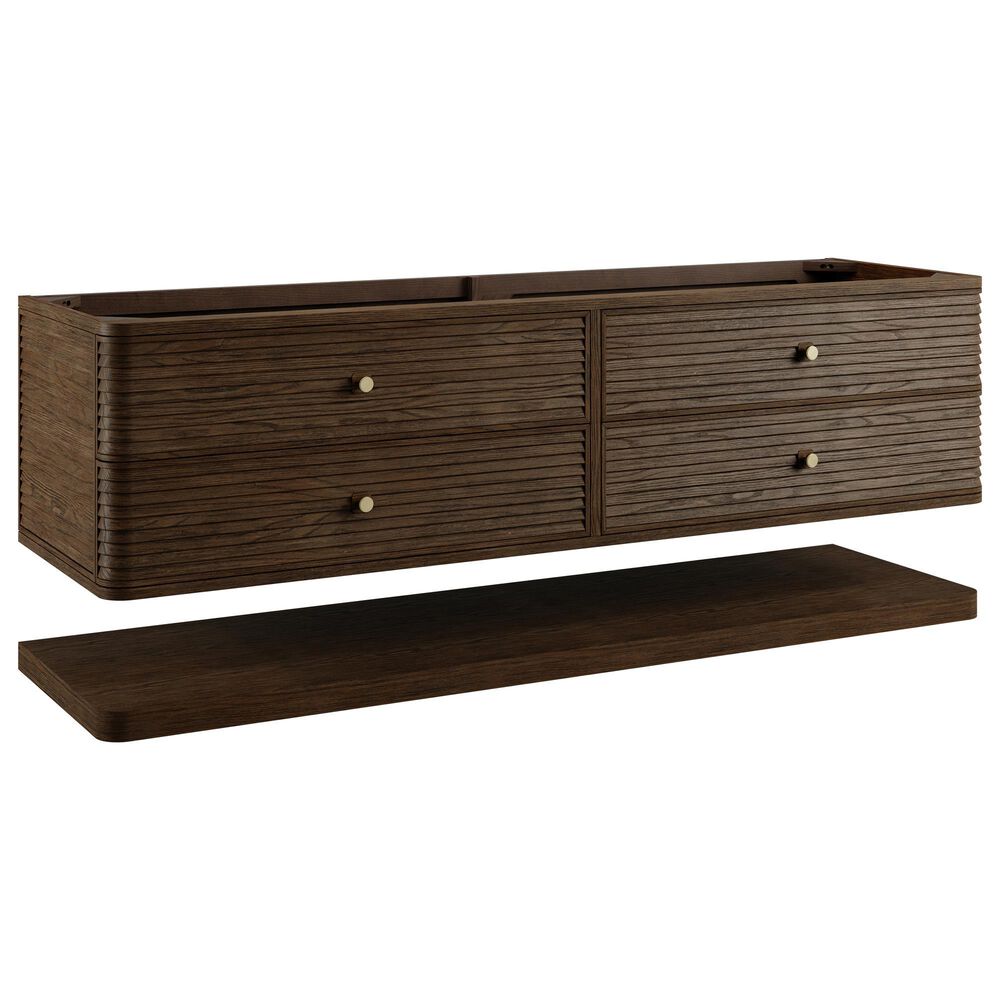 James Martin Allamari 72" Double Bathroom Vanity in Sable with 3 cm Tajnar Eclos Top and Rectangular Sinks, , large