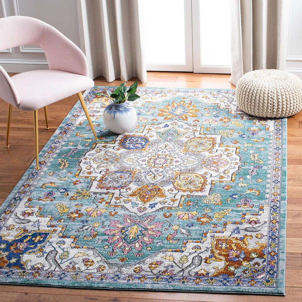 Safavieh Aria 8' x 10' Turquoise and Ivory Area Rug, , large